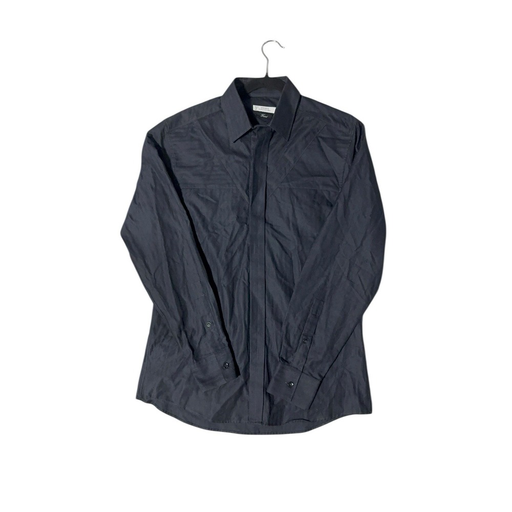Versace Collection Men's Button Up Shirt Black 100% Cotton Made in Italy Size 40